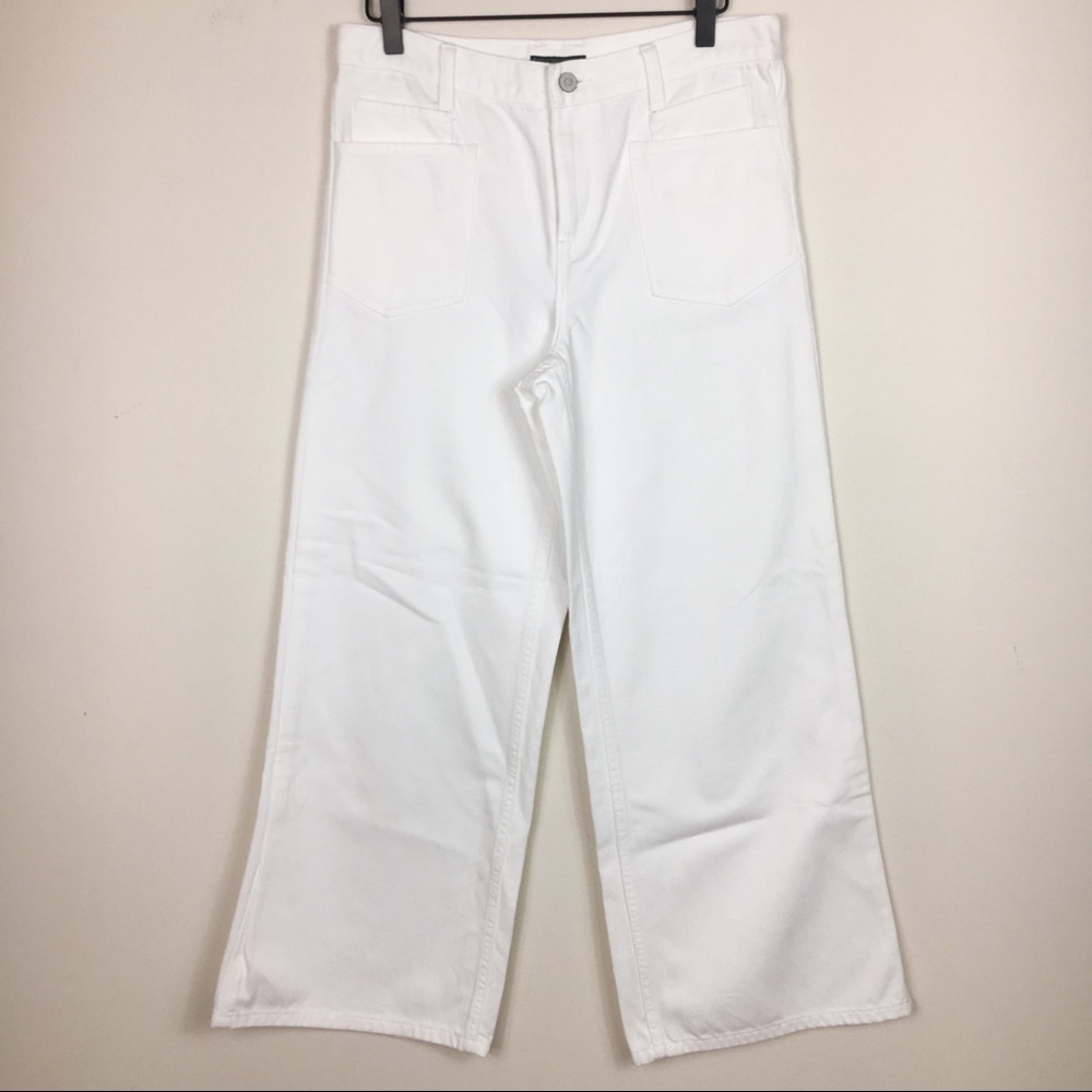 RALPH LAUREN HIGH WAISTED WHITE WIDE LEG DENIM